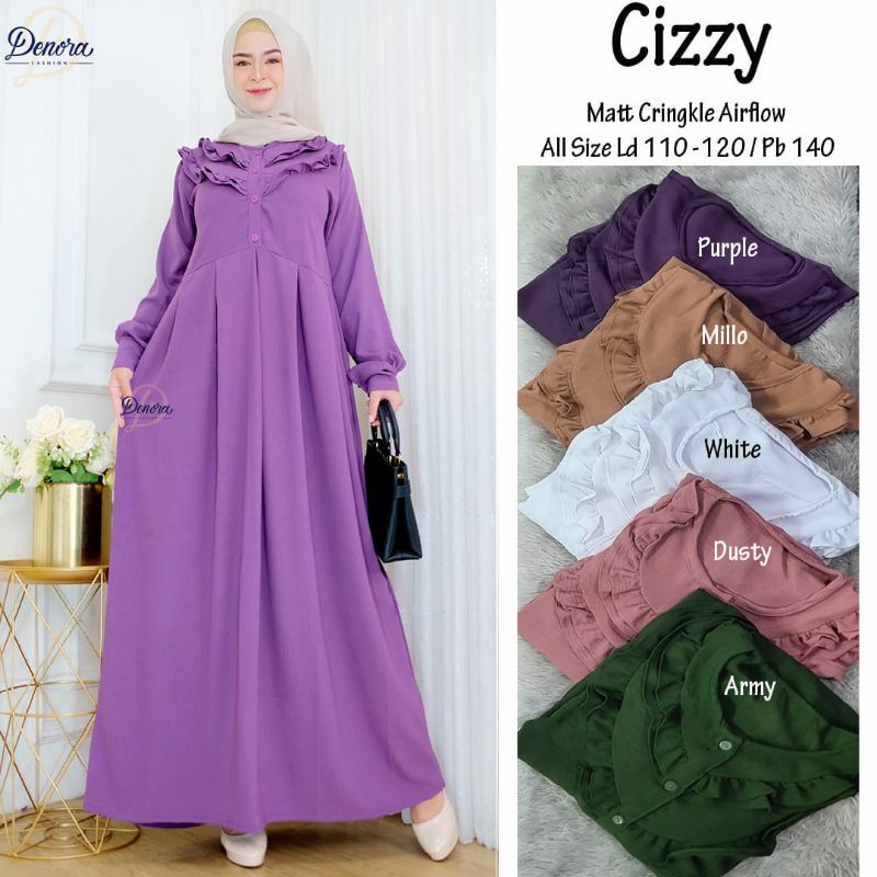 [bisa COD] DRESS MAXY PEREMPUAN BAHAN CRINGKLE AIRFLOW CIZZY LD 110-120CM