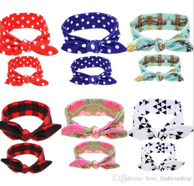 Bando Bandana Wanita Pita Chibi Warna Motif Elastis Kain / Turban Head Band BD09