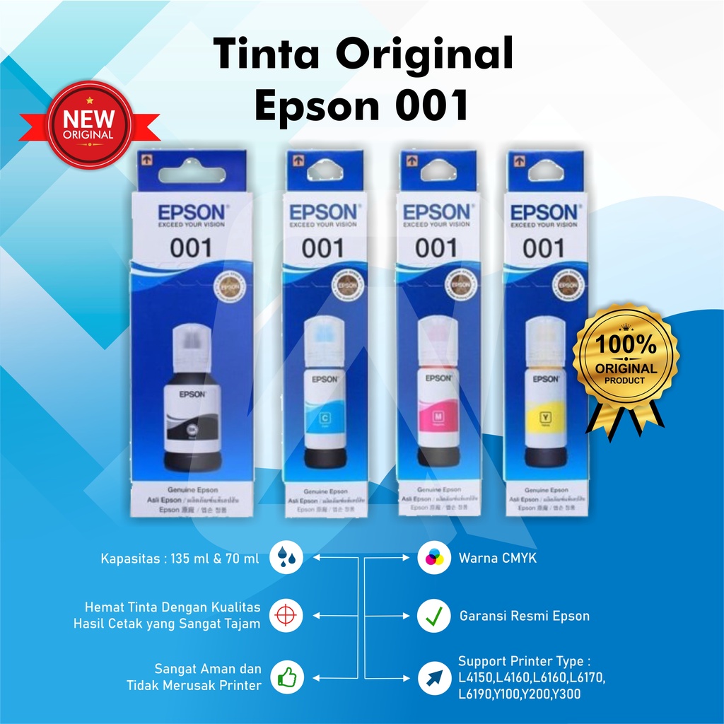 Tinta Epson 001 L4150 L4160 L6160 L6170 L6190