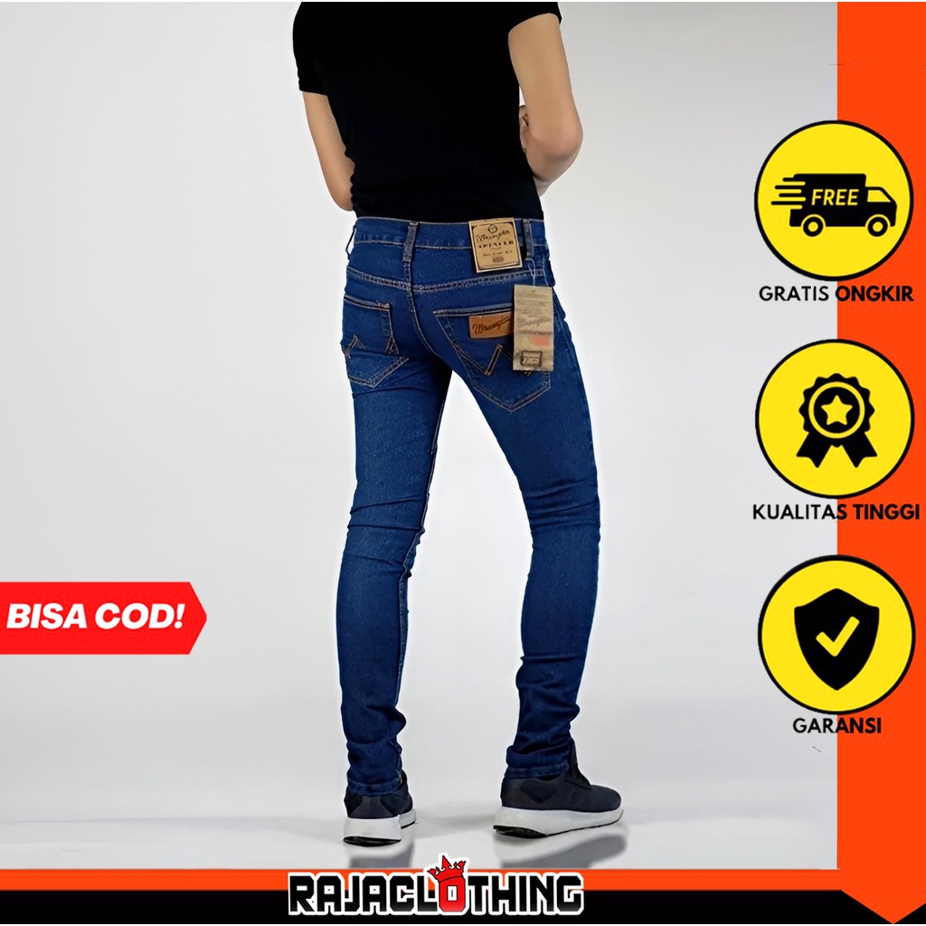 RCL - Celana Jeans Wrangl3r Biowash Panjang Pria Skinny Semi Slimfit Pensil Bahan Stretch / Celana Jeans Pria Wrangler Biowash Skinny Slim Fit/Model Pensil Biru Muda Murah S.M.L.XL