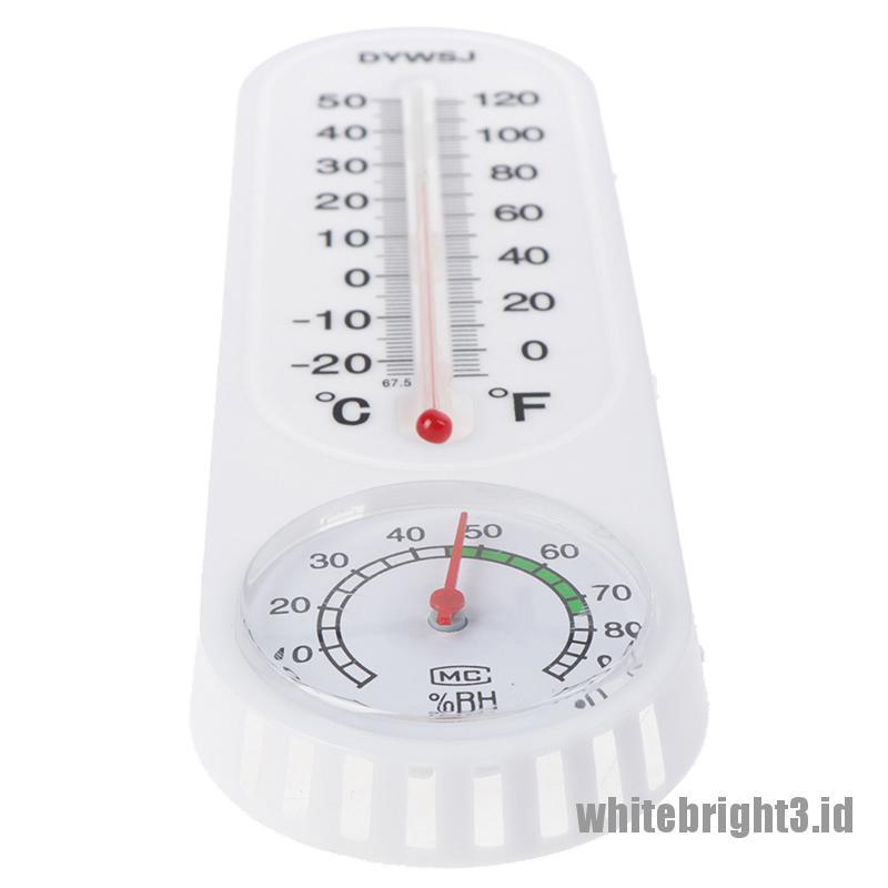 ❤White3 Warna Putih❤ Termometer Higrometer Analog Monitor Kelembaban Model Tempel Dinding Untuk Rumah Tangga