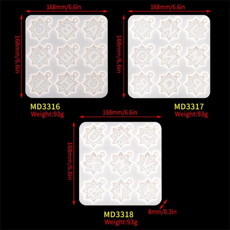 SIY  26 Letter Mandala Letter Resin Mold for DIY Resin Mandala Home Decoration