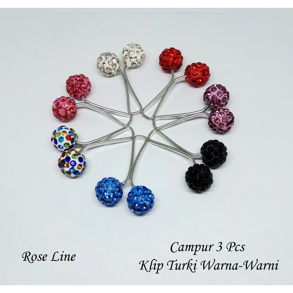 Klip Turki Premium Warna-Warni Isi 3 Pcs