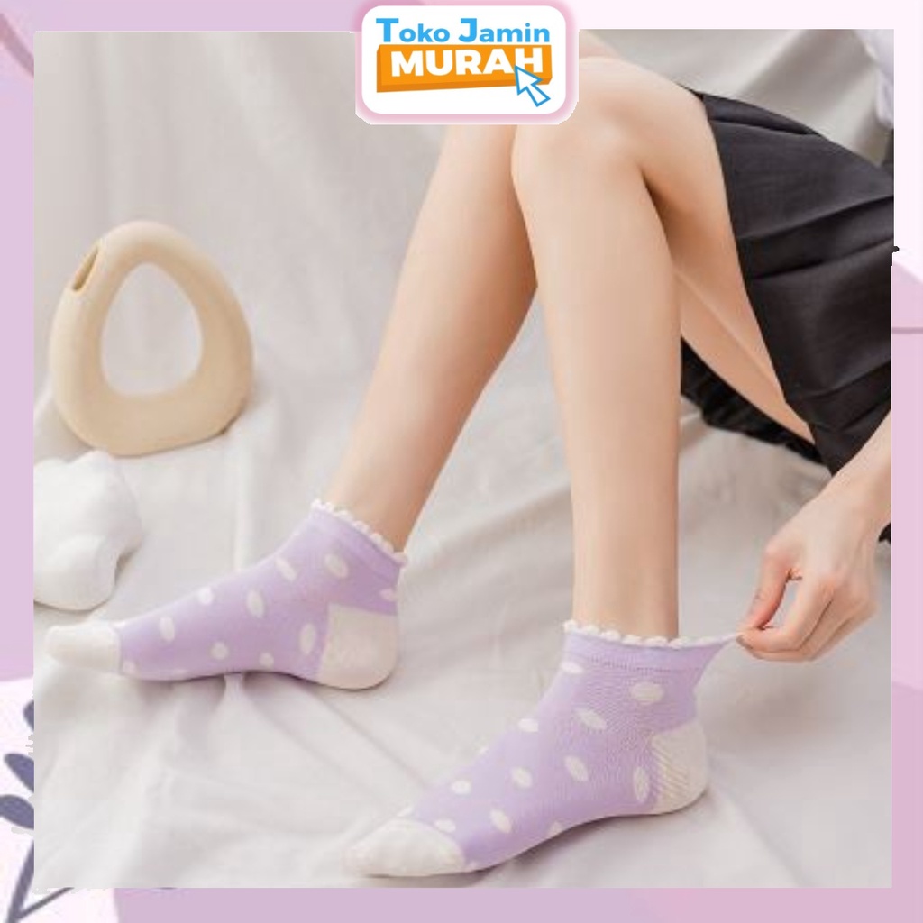 TJM KK203 Kaos Kaki Wanita Motif Beruang Ungu Kaos Kaki Pendek Fashion Korean Import