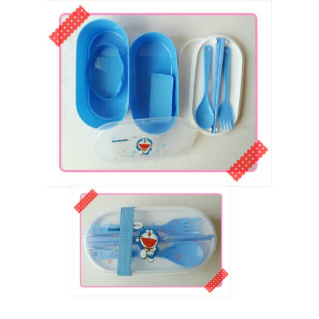 

Tempat makan roti bekal anak sekolah karakter doraemon kotak makan lunch box susun