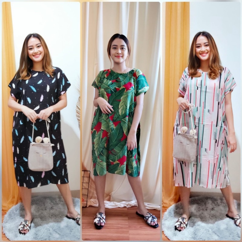 Daster rayon pendek selutut/habel csl jumbo /homewear pendek premium