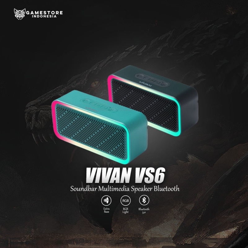 VIVAN SPEAKER BLUETOOTH VIVAN VS6 RGB, VS20 WATERPROOF IPX5 ORIGINAL