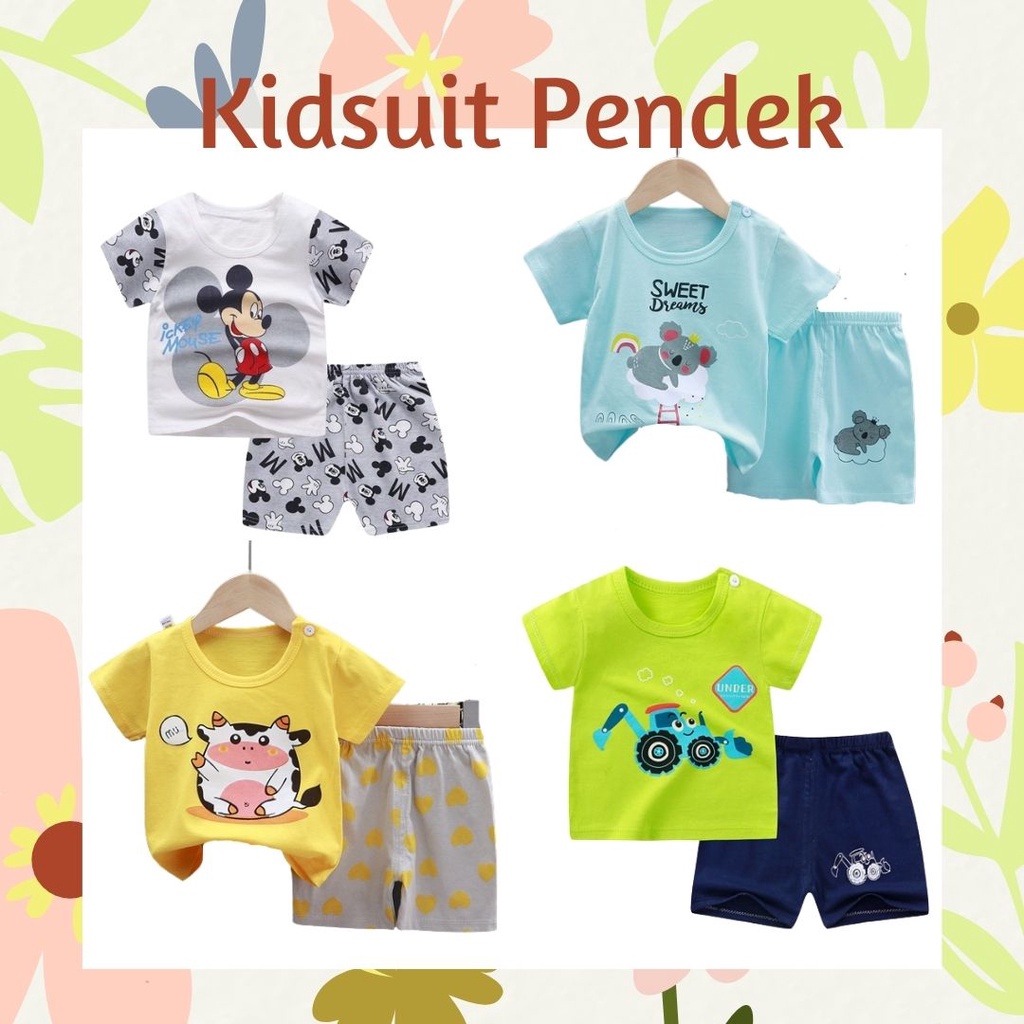 Plazababyku KIDS SUIT PENDEK Setelan Anak Bahan Kaos Lengan + Celana Berkualitas Import ebv cewek