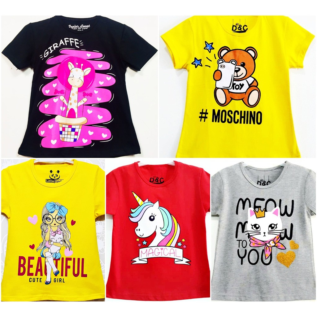  Baju  kaos  anak Cewek  usia 1 10 tahun motif  Marie Cat Abu 