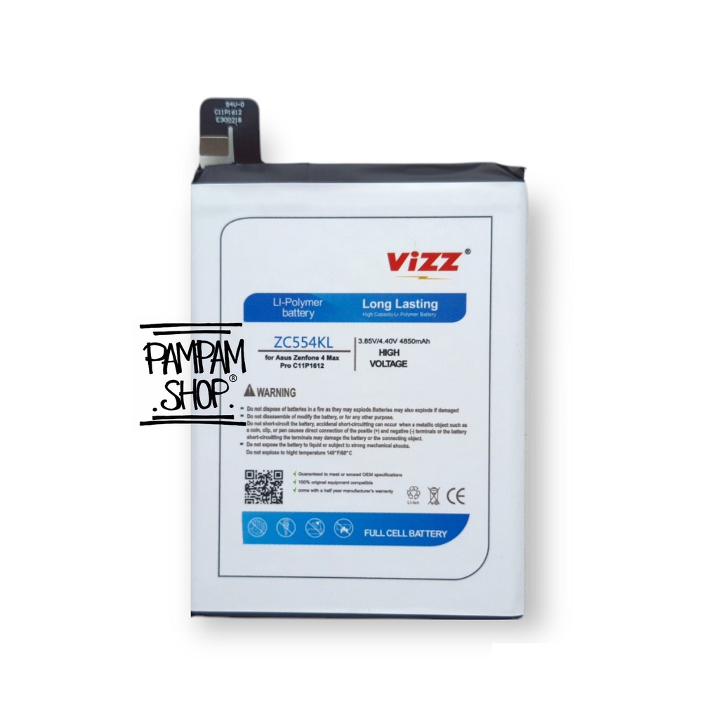 Baterai Vizz Double Power Original Asus Zenfone 4 Max Pro 5.5&quot; Inch ZC554KL X001D C11P1612 Zenfone 3 Zoom S 5,5&quot; ZE553KL Z01HD Batre Batrai HP Ori