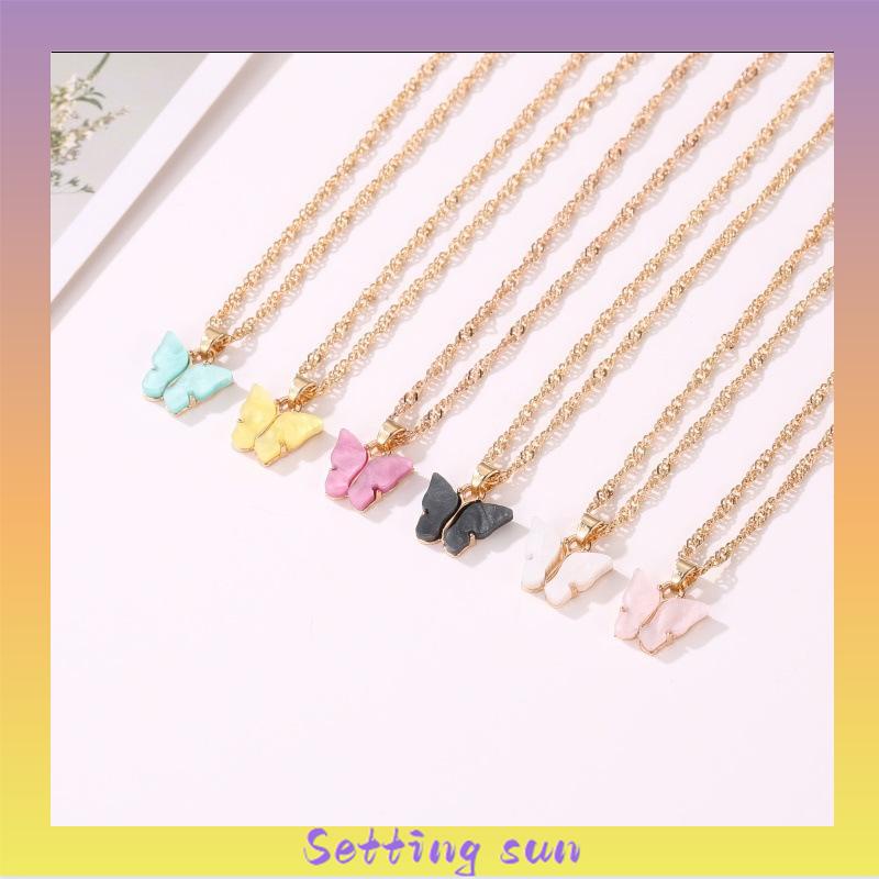 Korean Fashion Kalung Kupu-kupu Kalung Rantai Wanita Aesthetic Butterfly Necklace Anting TN