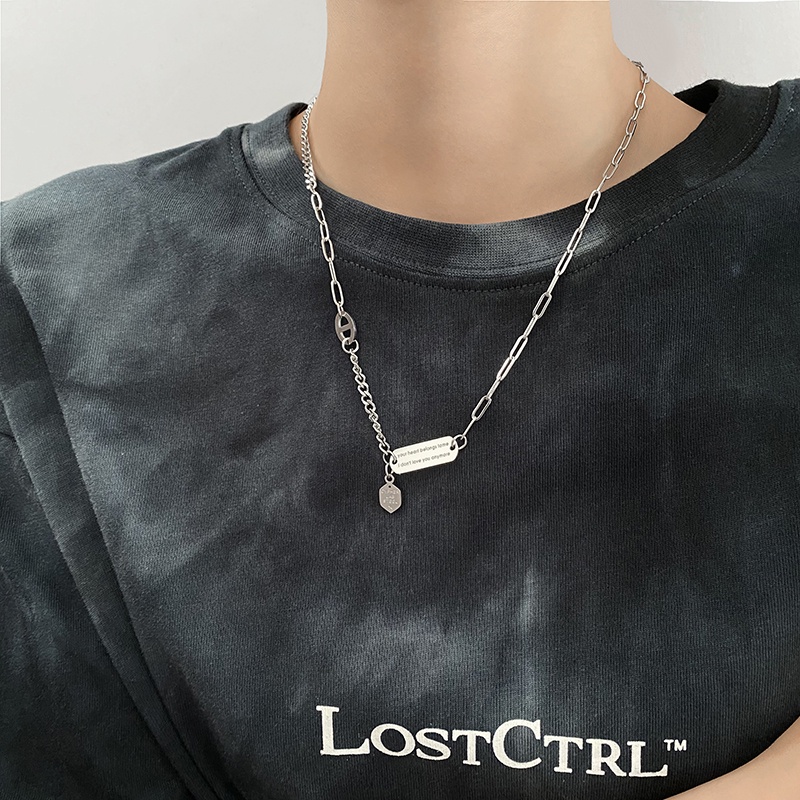 Letter Square Brand Stitching Chain Necklace Accessories Hip Hop Fashion Harajuku