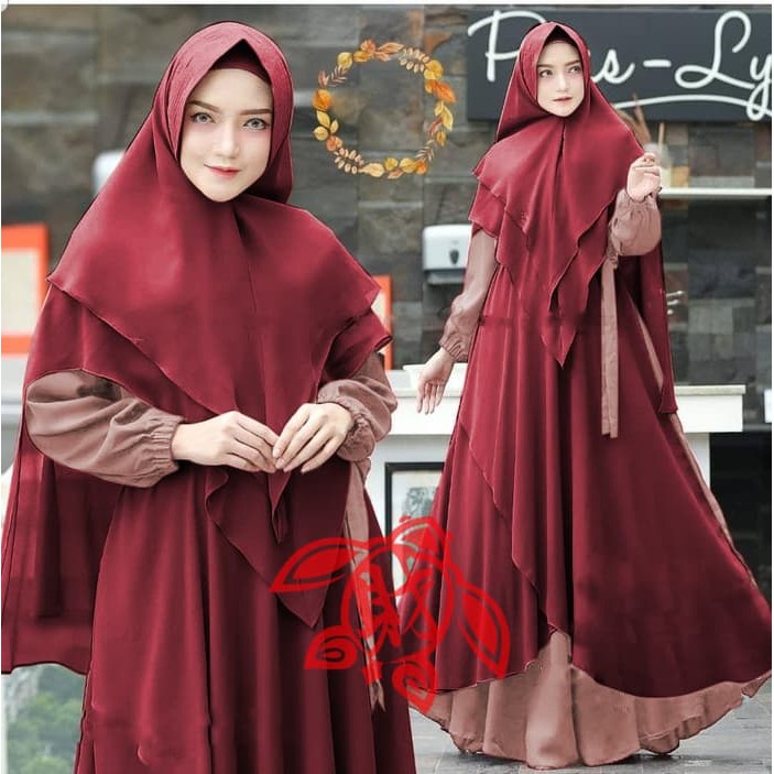 SYARI HUMAIRA MAROON [Gamis 0129] SDV Baju Gamis Wanita Terbaru