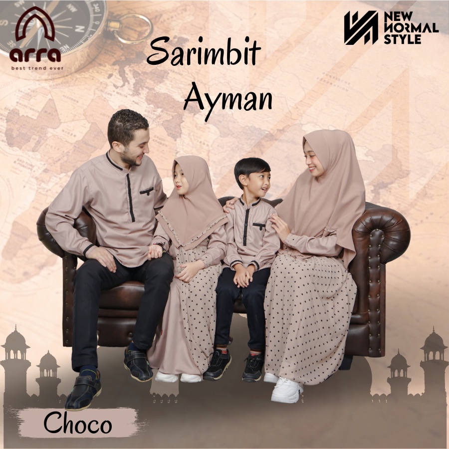 Ayman Series Baju Pakaian Gamis Koko Sarimbit Seragam Muslim Set Couple Pasangan Ibu Ayah dan Anak Perempuan Suami Istri Keluarga Muslim Kondangan Lebaran Terbaru 2022