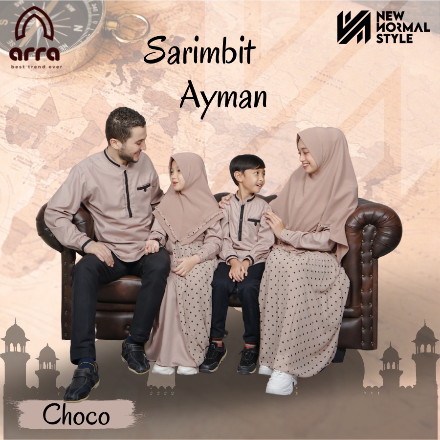 Ayman Series Baju Pakaian Gamis Koko Sarimbit Seragam Muslim Set Couple Pasangan Ibu Ayah dan Anak P