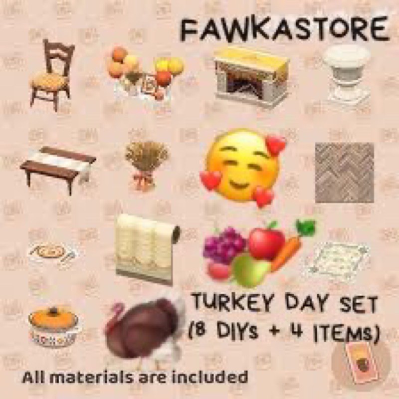 Acnh Turkey Day Set New Diy Update Animal Crossing Turkey Thanksgiving Event Rug Wall Floor Shopee Indonesia
