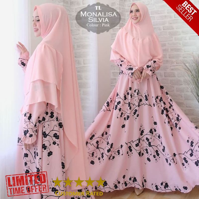TERLARIS [Syari Monalisa Silvia Peach TL] gamis muslim wanita monalisa peach