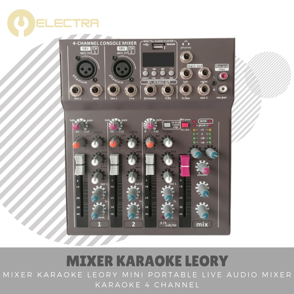 Mixer Karaoke LEORY Mini Portable LIve Audio Mixer Karaoke 4 Channel