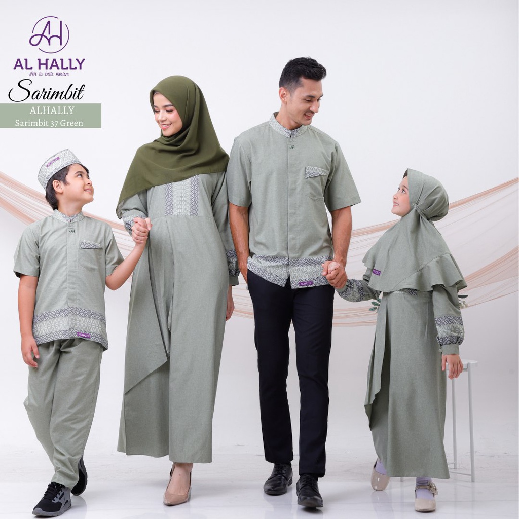 Sarimbit Keluarga AL HALLY 37 GREEN / Fashion Muslim Keluarga Terbaru 2022