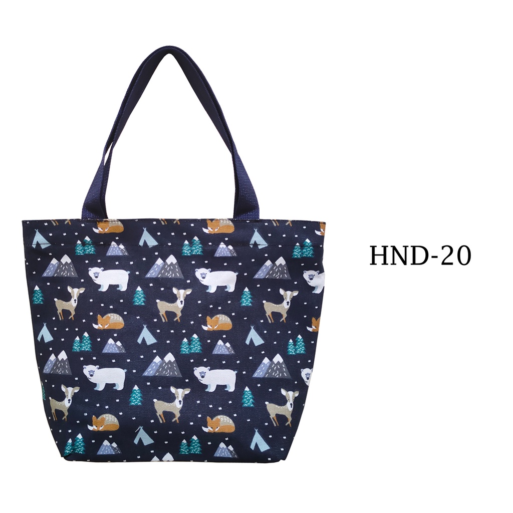 TAS KANVAS HAND BAG TAS TANGAN TOTE BAG BAHAN KAIN KANVAS TEBAL DENGAN RITSLETING MOTIF HND-20