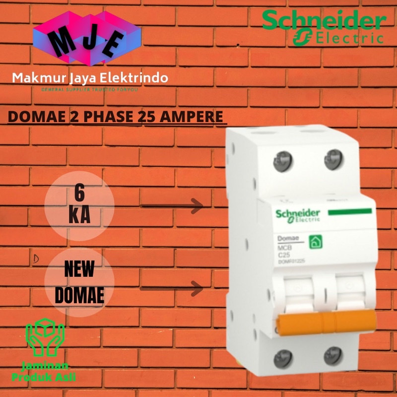MCB 2 PHASE 25 AMPERE 32 AMPERE 40 AMPERE 63 AMPERE 2 POLE 2P MCB RUMAH SCHNEIDER DOMAE BARU 6kA ORI