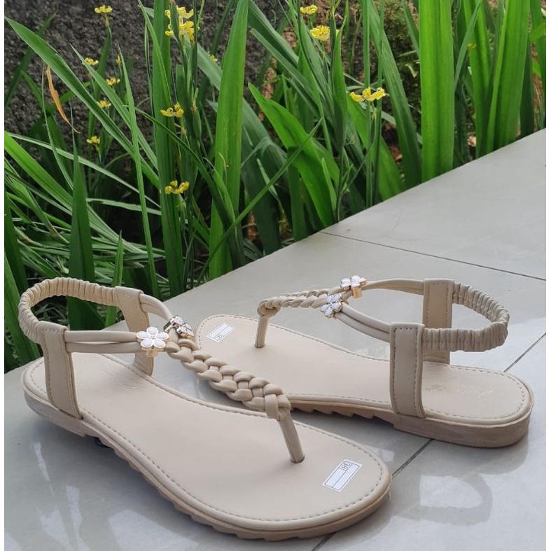 fahrie shoes sendal flat wanita tali kepang fh-28