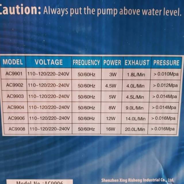 RESUN Pompa udara 6 titik Air pump aerator AC 9906