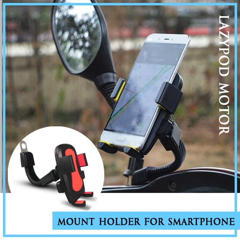 Holder HP Spion Stang Sepeda Motor Bracker Lazypod Mount Handphone Smartphone Universal [MTR01]