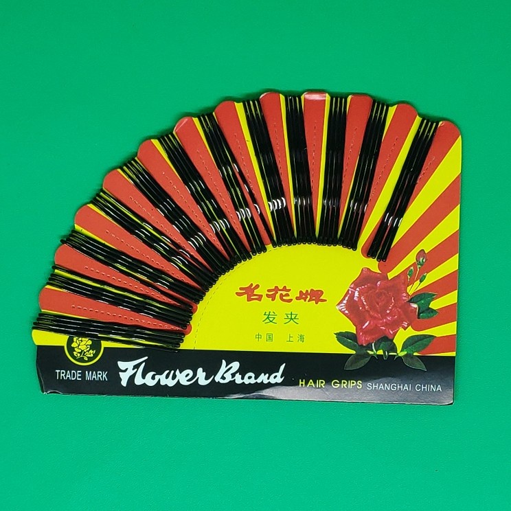 Jepitan Rambut Lidi Hitam Besar Tumpul Flower Brand 6 cm 48 pcs/lembar