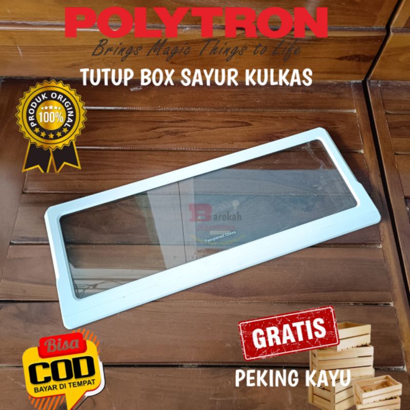 RAK TUTUP BOX SAYUR DAN BUAH KULKAS POLYTRON KACA TEMPERED GLASS ORIGINAL BEKAS