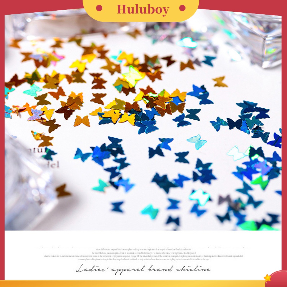 Huluboy Huluboy♡ Payet Glitter Bentuk Kupu-Kupu / Bintang / Hati / Lingkaran Untuk Dekorasi Manicure DIY