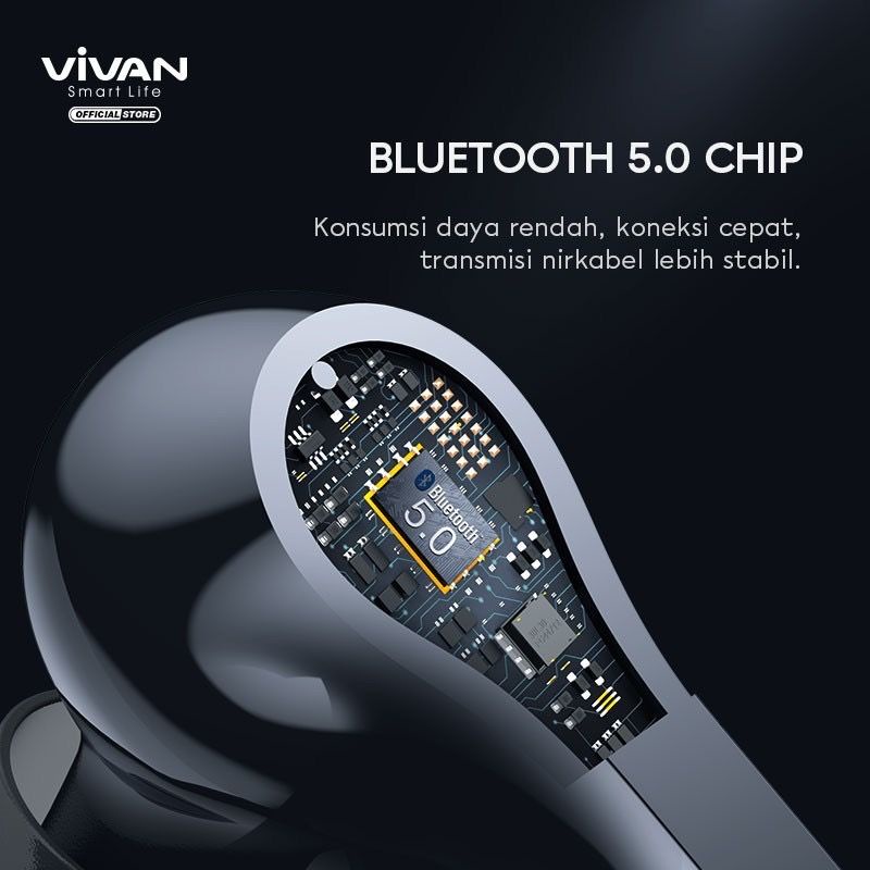 VIVAN T22O Headset Bluetooth Tws Smart Touch Earphone Wireless Waterproof IPX4 Original Vivan