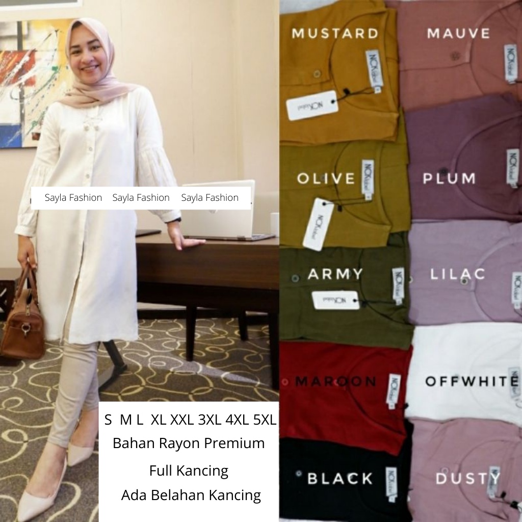 Najwa Long Tunik Tunic Katun Rayon Polos Premium Wanita Jumbo