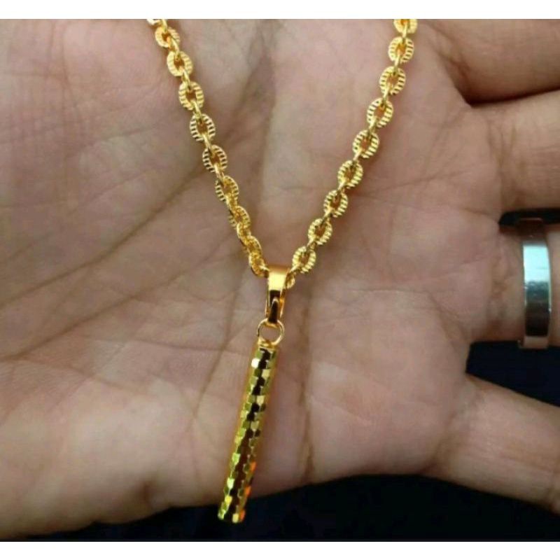 Kalung Kaya Bambu Titanium lapis emas 24k