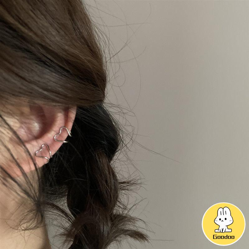 [2 PCS] Klip Telinga / Anting Tidak Telinga Tindik Cinta Sederhana Fashion Aksesoris Wanita -Doo