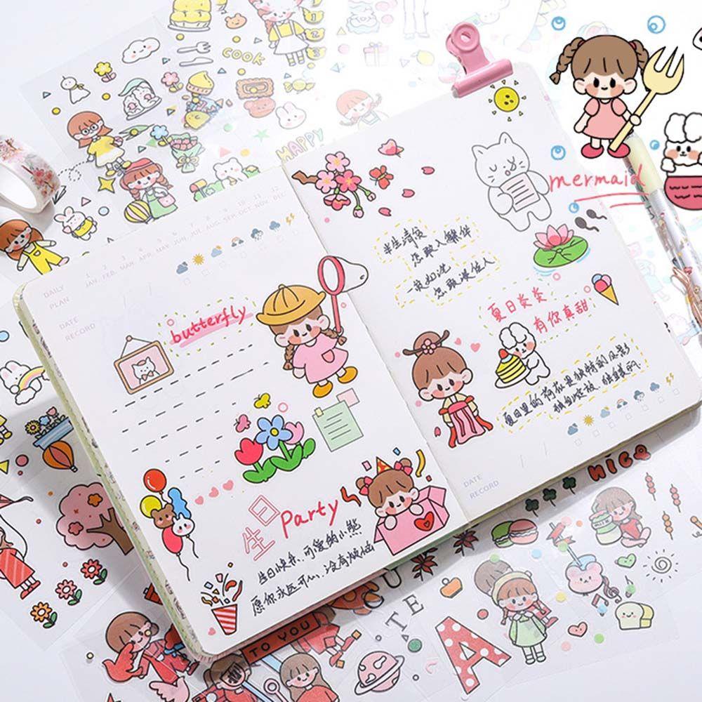 Agustina Stiker Hias Wanita Anak PET Album Foto Mahasiswa Perempuan DIY Sticker