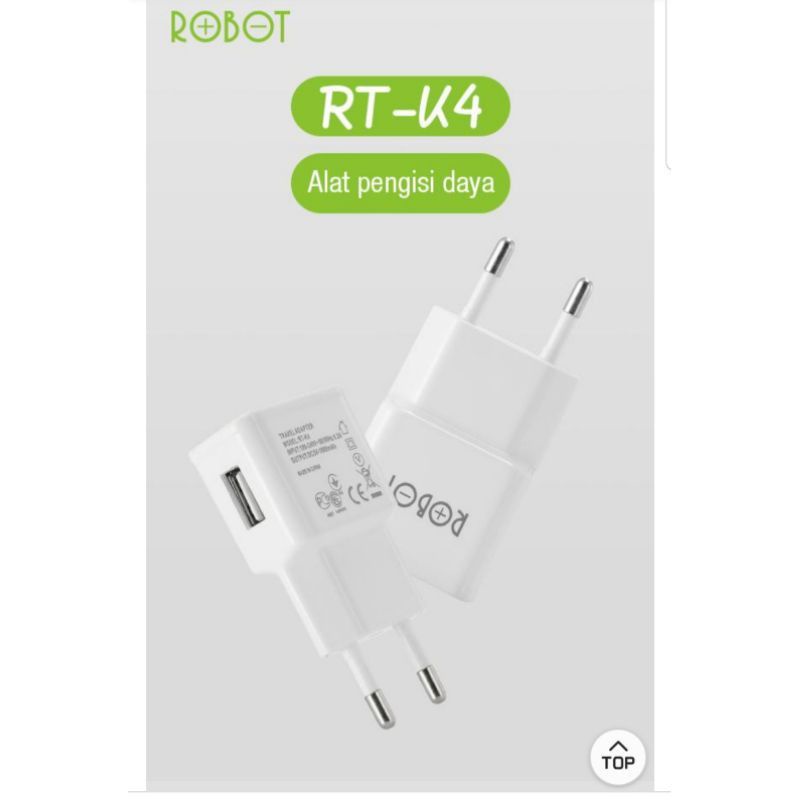 BATOK CHARGER ROBOT RT K4 (1 TOPLES ISI 35 PC) - FAST CHARGING ROBOT RT-K4 WHITE - KEPALA CAS ROBOT RT K4