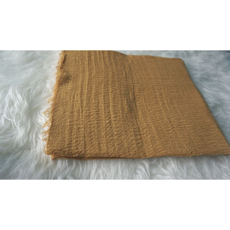 PASHMINA CRINKLE CRIMP COTTON SHAWL HIJAB PASMINA CRINKLE RAWIS NEGRO_WARNA1-Crinkle KUNING KHAKI