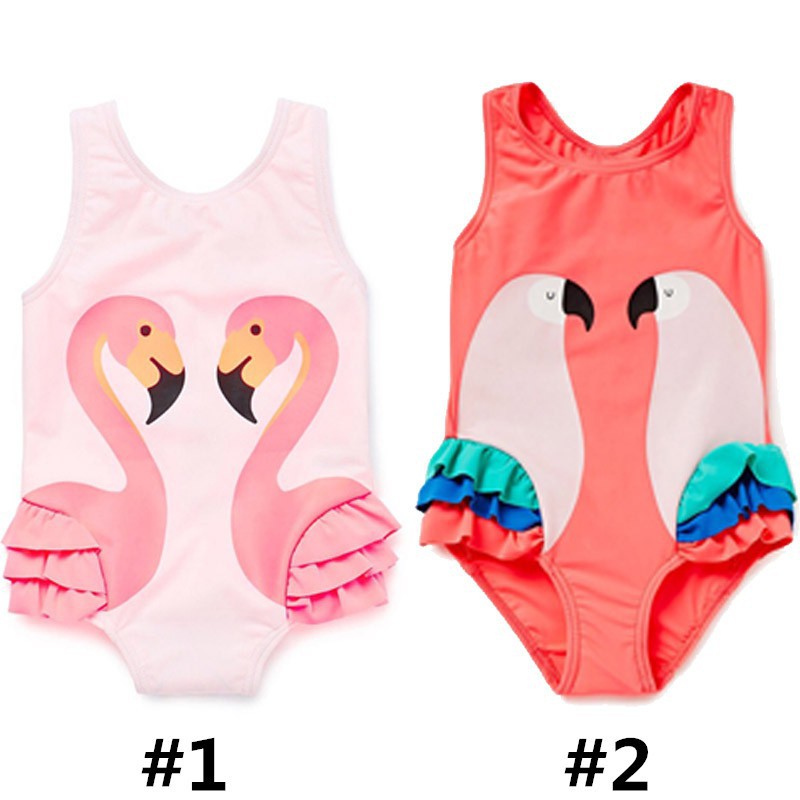 Baju Renang One Piece Motif Burung Flamingo Kartun Untuk Anak