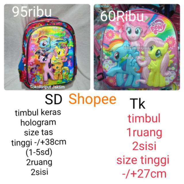 Tas Gendong 3 Dimensi 3d Anak Tk Paud Playgroup Timbul Kuda Poni Pony Cute Bag