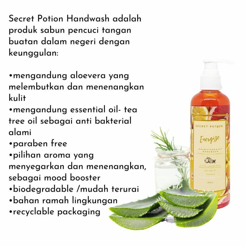 Secret Potion Aromatheraphy Natural Antibacterial Hand wash/ Hand soap Sabun Cuci Tangan 250ml