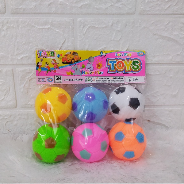 Mainan Anak Bola Karet Bunyi Isi 6 Model Random