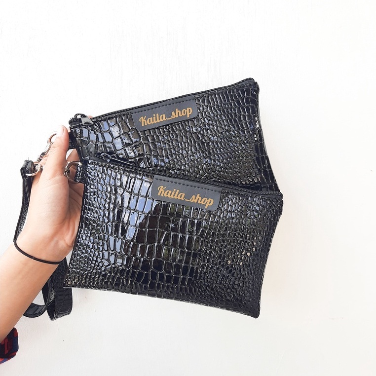 Clutch Wanita Croco Glossy Pouch Croco Glossy MINI