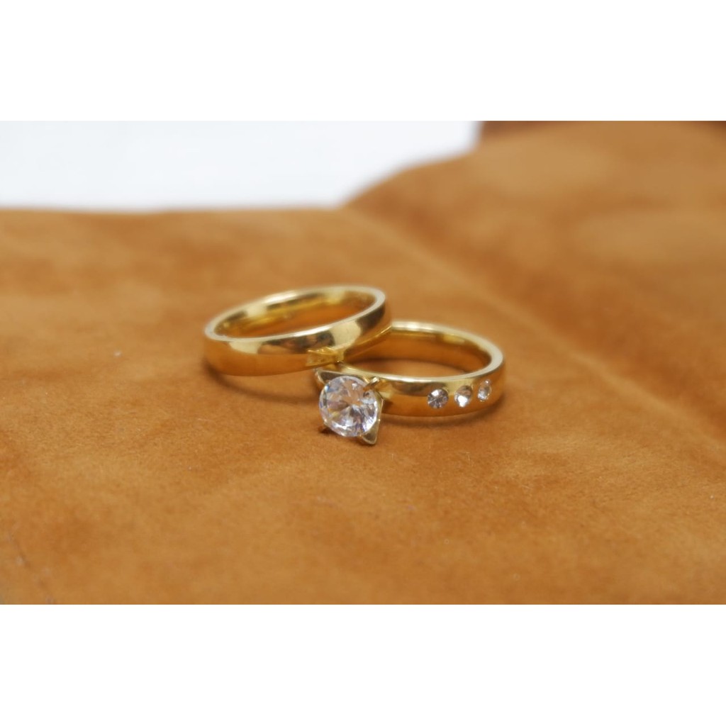 Cincin Xuping Couple Gold Perhiasan Fashion Permata