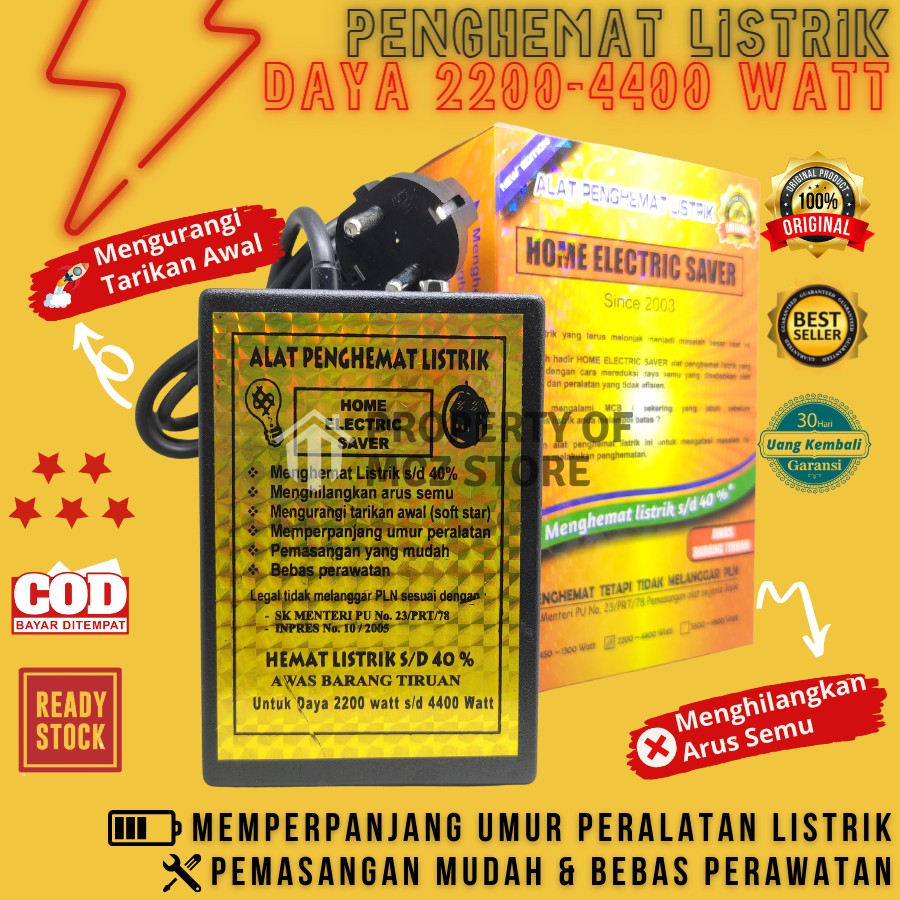 ALAT PENGHEMAT LISTRIK Rumah 2200-4400 Watt Original - Home Electric Saver Daya Hemat 10% sd. 30% - 