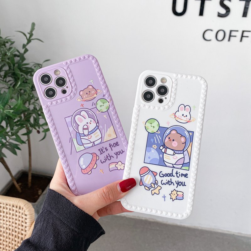 Love Frame Purple Space Bunny Soft Case HP OPPO A53 A33 A5 A9 A31 A16 A54 A55 A15 A15S A74 A93 A35 A3S A52 A92 A57 A39 F1S F9 Pro A7 A5S A12 A11K F11 K3 K5 Reno 5 4 F 6 Realme C1 X XT VIVO Y11 Y12 Y12i Y15 Y17 Y12S Y20 Y20S Y50 Y30 Y30i Y83 Y81 Y91C Y93