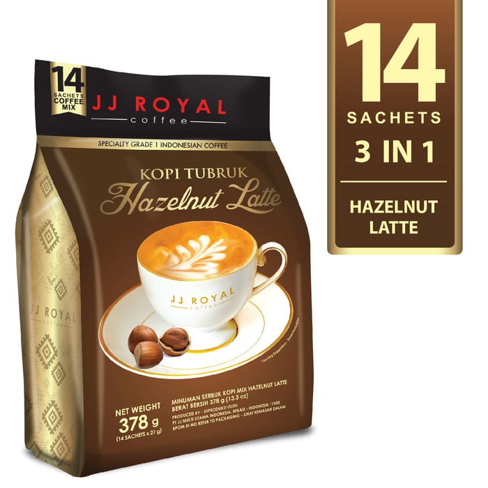 

Coffee - JJ Royal Kopi Tubruk Hazelnut Latte Bulk Bag 14 Sachets