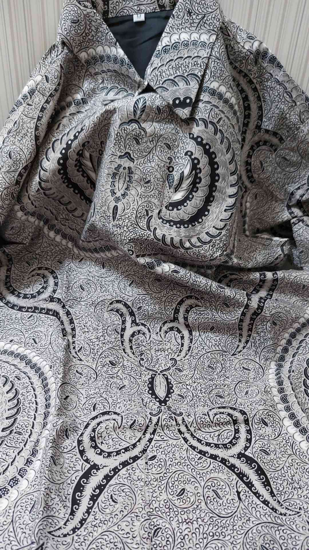 (1kg=4pcs) Kemeja Batik Lengan Panjang Batik Oriab Babon Angkrem Warna Dasar Abu