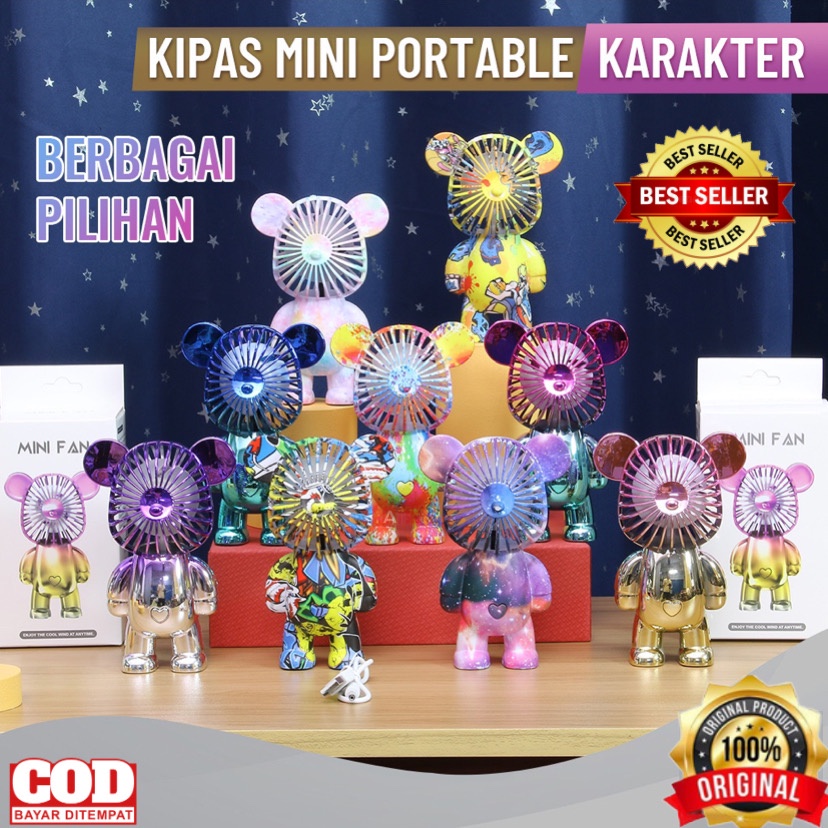 ( BISA COD ) PROMO KIPAS ANGIN BEAR BRICK PORTABLE VIRAL LUCU / MINI FAN KIPAS KARAKTER / KIPAS PORTABLE USB CHARGE / KIPAS ANGIN LUCU GRADASI / KIPAS ANGIN 3 SPEED / MINI FAN PENDINGIN KIPAS GENGGAM / KIPAS ANGIN BERUANG