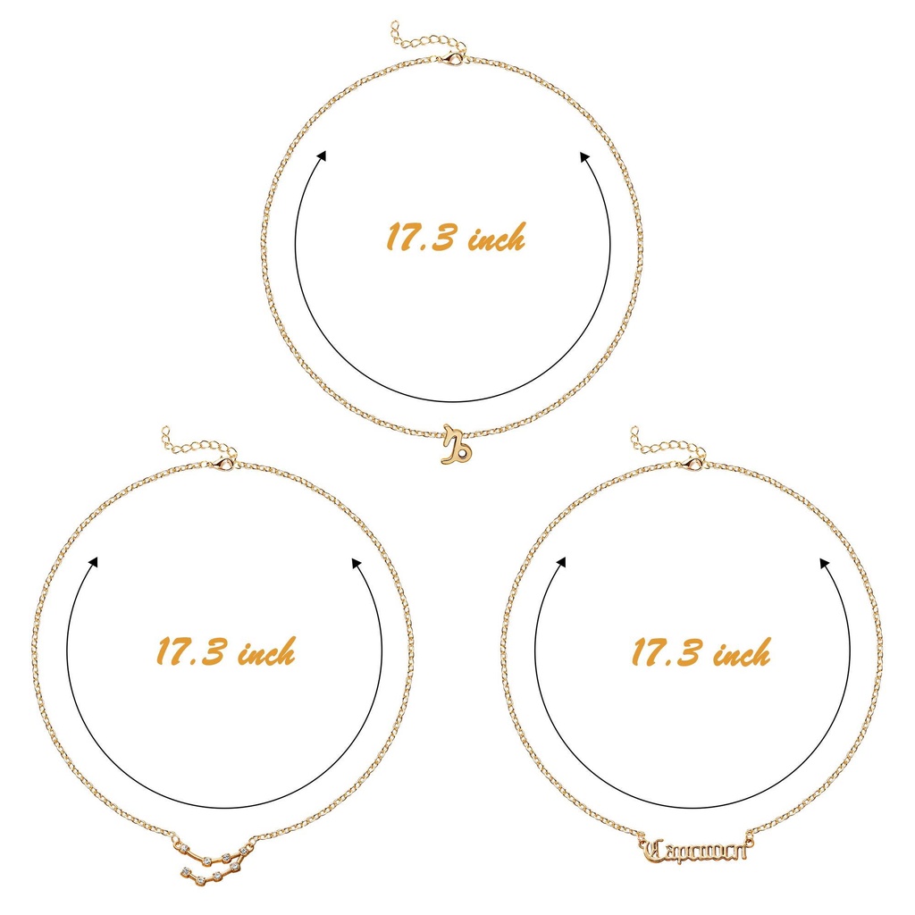 R-bunga 3 Pcs 3 Pcs Kalung Horoskop Zodiak Layer Kalung Retro Aquarius